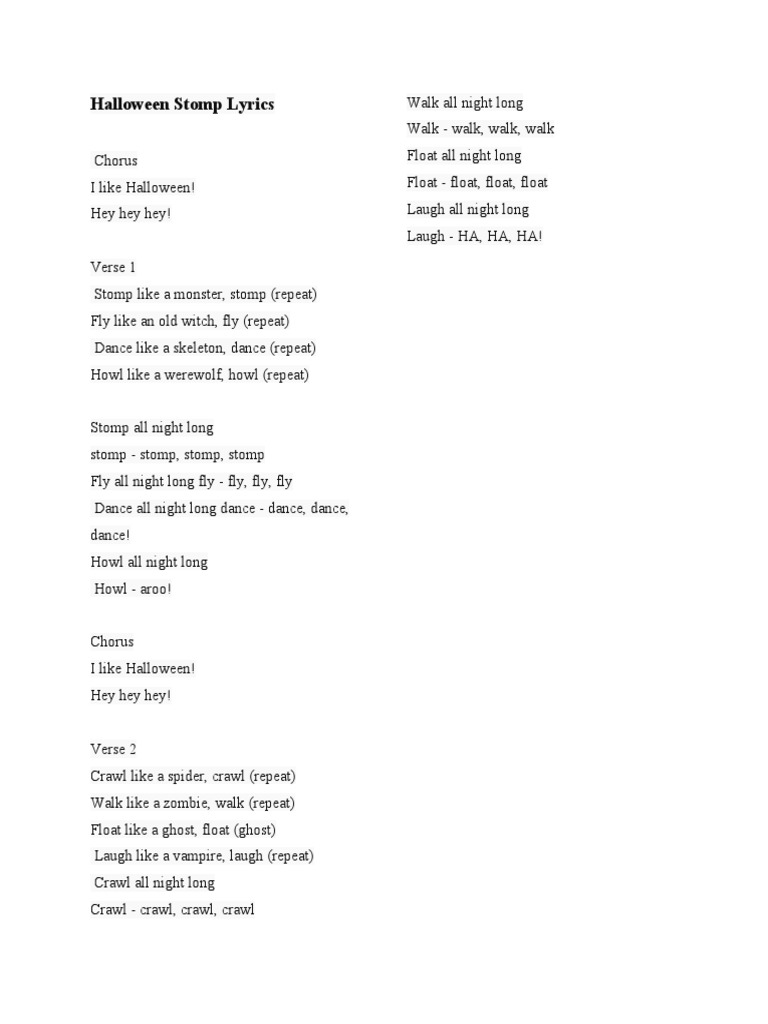 Halloween Stomp Lyrics